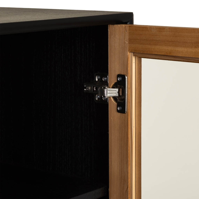 Buffet haut vitré industriel bois recyclé brun noir 100x40x135 cm Ripao  - 8