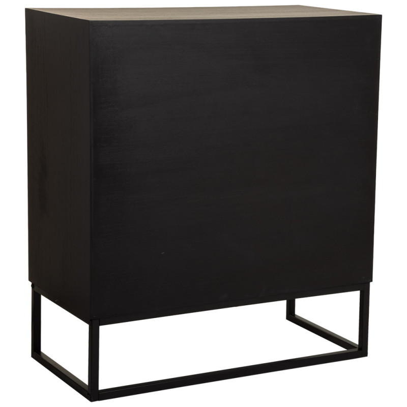 Buffet industriel 2 portes 2 tiroirs bois recyclé brun et noir 80x39,5x89 cm Ripao  - 4