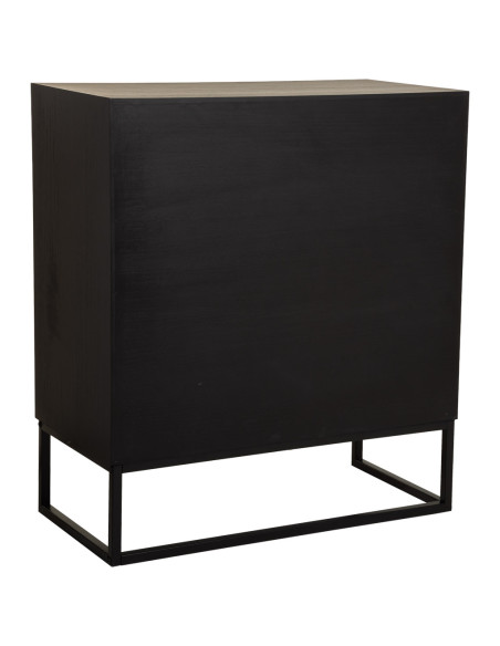 Buffet industriel 2 portes 2 tiroirs bois recyclé brun et noir 80x39,5x89 cm Ripao  - 4