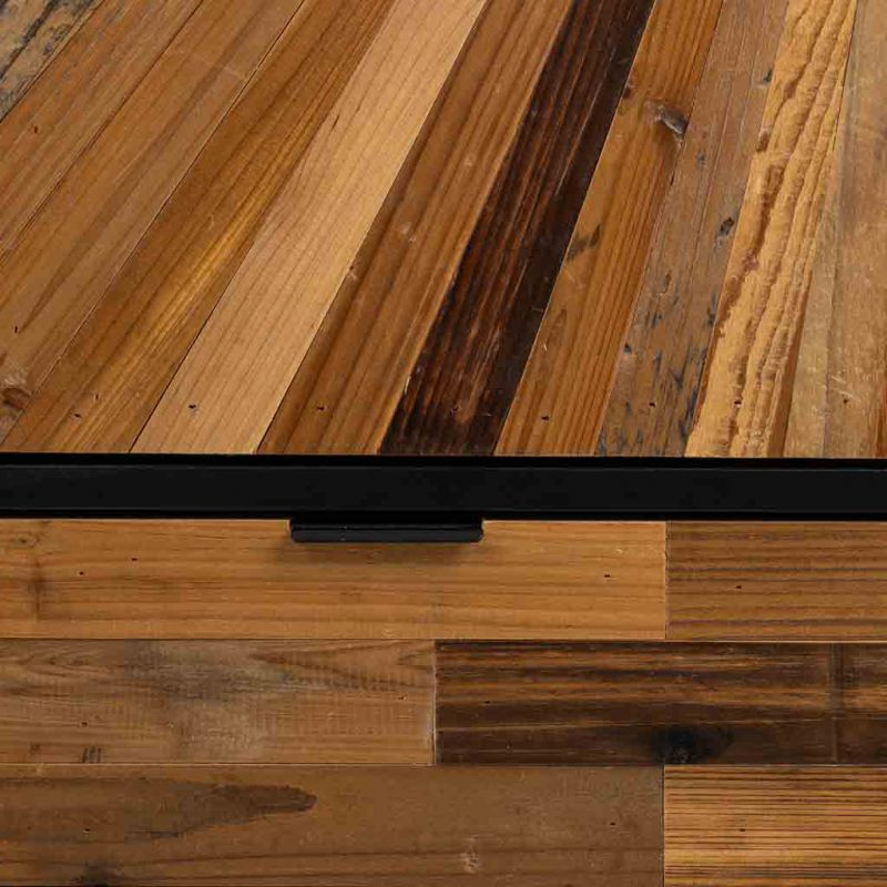 Buffet haut industriel 2 portes bois recyclé noir 80x40x150 cm Ripao  - 8