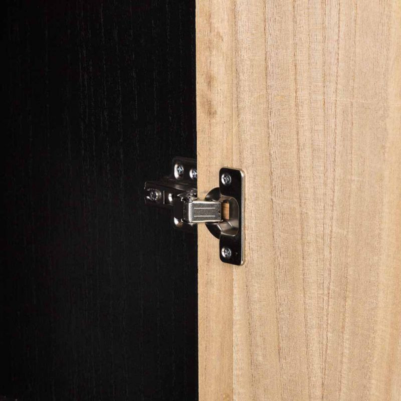 Buffet haut industriel 2 portes bois recyclé noir 80x40x150 cm Ripao  - 9