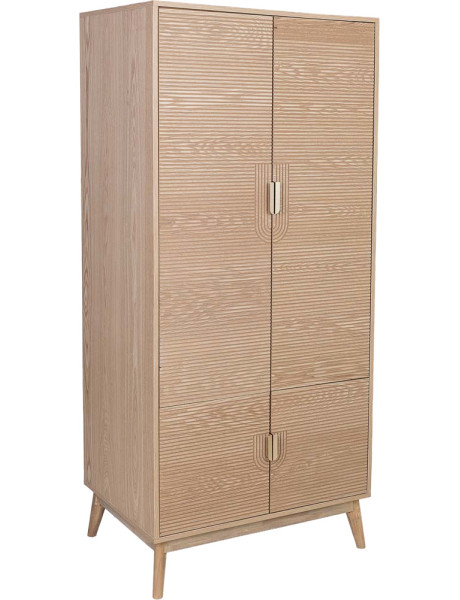 Armoire penderie 4 portes bois brun cannelé 80x56x180 cm Vireva  - 1