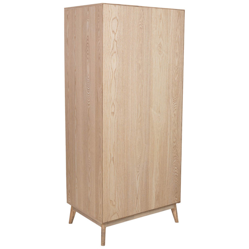 Armoire penderie 4 portes bois brun cannelé 80x56x180 cm Vireva  - 5