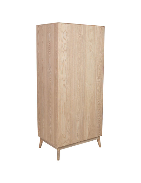 Armoire penderie 4 portes bois brun cannelé 80x56x180 cm Vireva  - 5