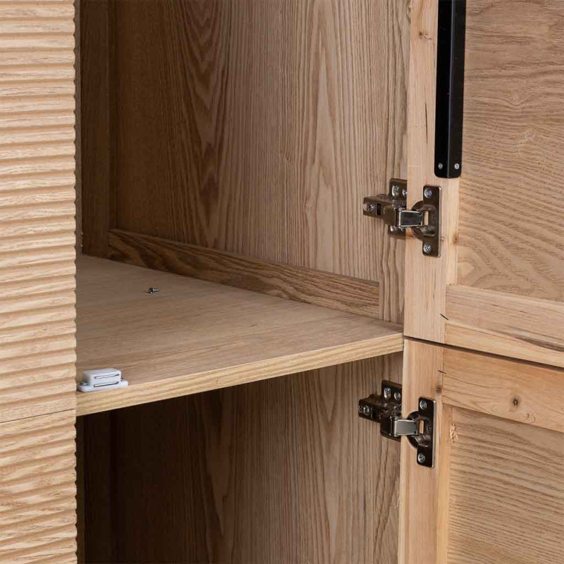 Armoire penderie 4 portes bois brun cannelé 80x56x180 cm Vireva  - 6
