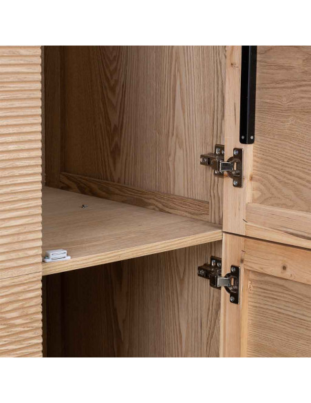 Armoire penderie 4 portes bois brun cannelé 80x56x180 cm Vireva  - 6