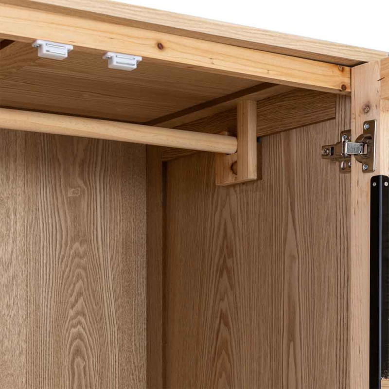 Armoire penderie 4 portes bois brun cannelé 80x56x180 cm Vireva  - 7