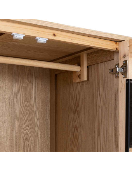 Armoire penderie 4 portes bois brun cannelé 80x56x180 cm Vireva  - 7