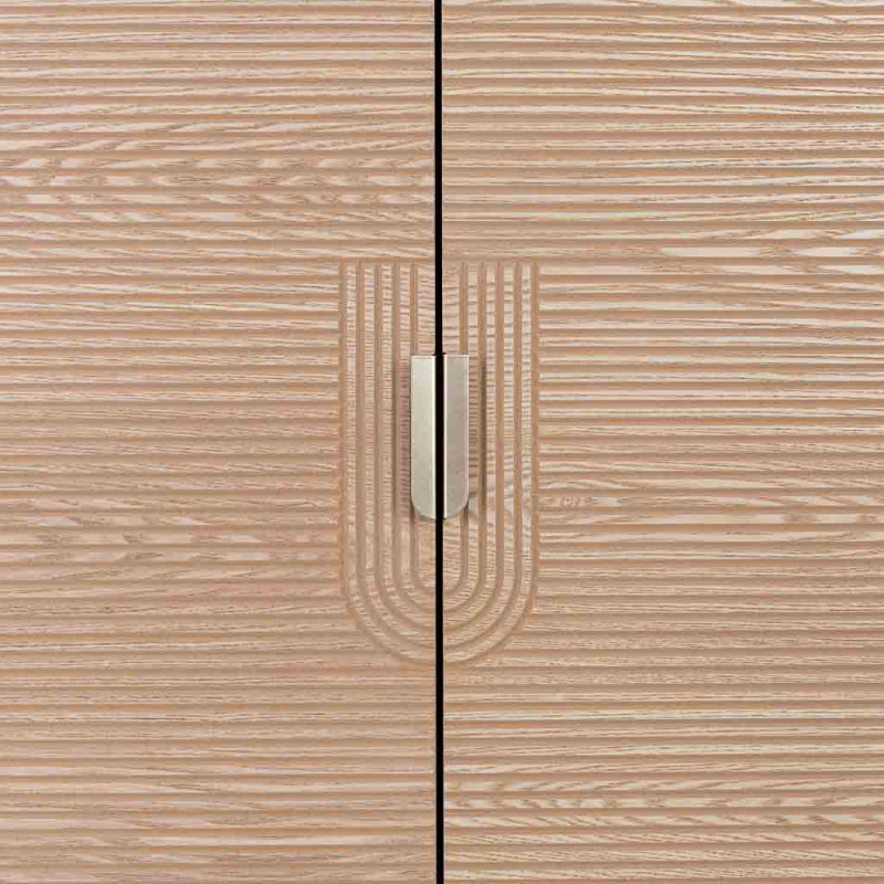 Armoire penderie 4 portes bois brun cannelé 80x56x180 cm Vireva  - 8