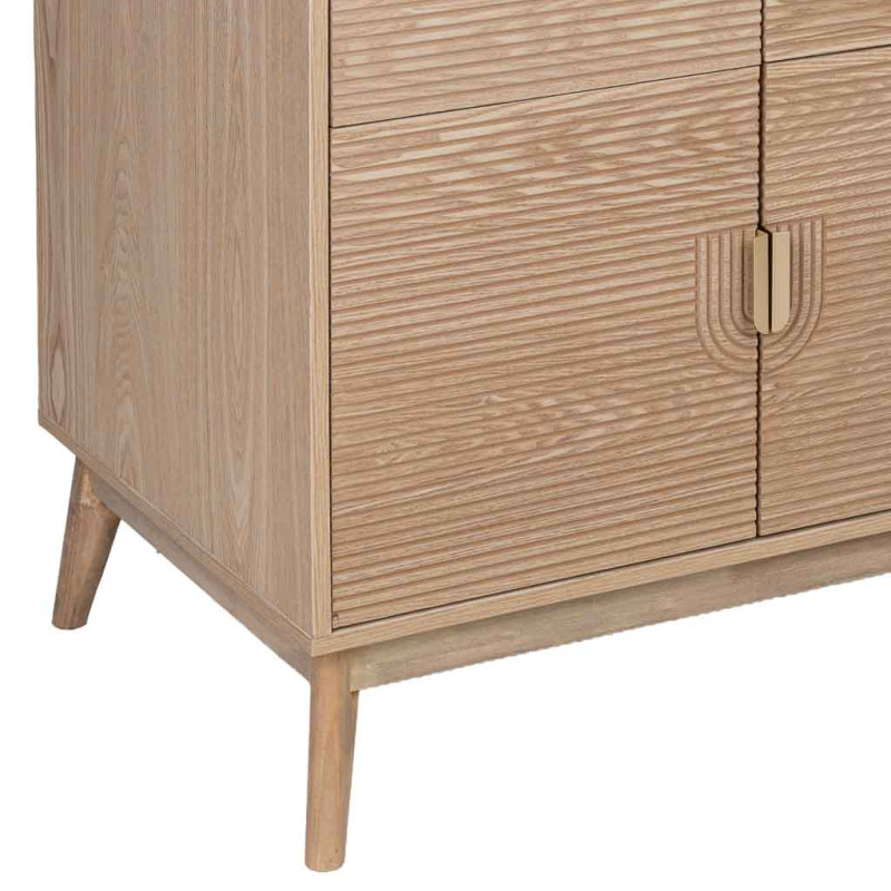 Armoire penderie 4 portes bois brun cannelé 80x56x180 cm Vireva  - 10
