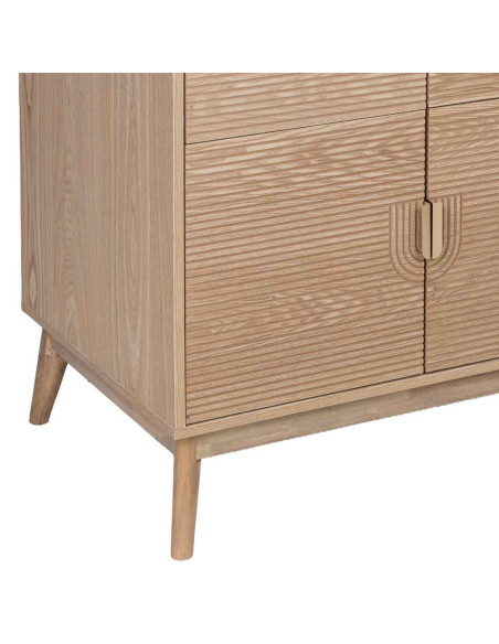 Armoire penderie 4 portes bois brun cannelé 80x56x180 cm Vireva  - 10