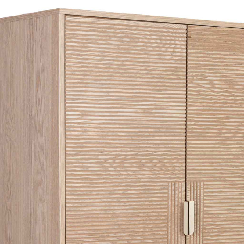 Armoire penderie 4 portes bois brun cannelé 80x56x180 cm Vireva  - 9