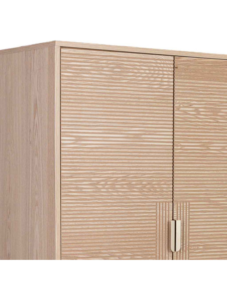 Armoire penderie 4 portes bois brun cannelé 80x56x180 cm Vireva  - 9