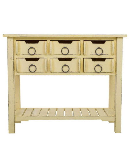 Console d’entrée 6 tiroirs bois de sapin jaune patiné 100x42x82 cm Zitua  - 3