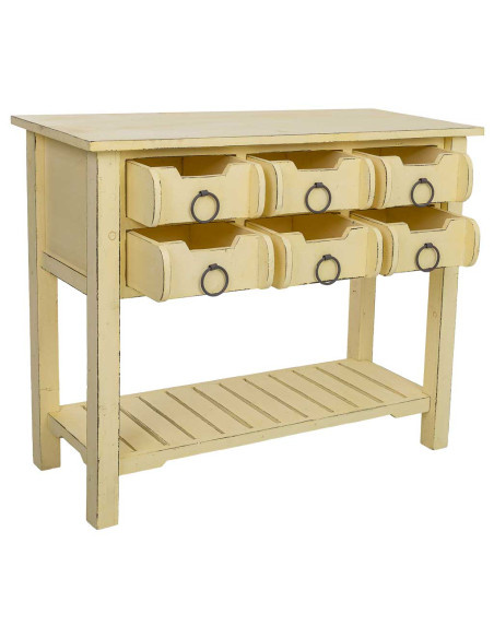 Console d’entrée 6 tiroirs bois de sapin jaune patiné 100x42x82 cm Zitua  - 4
