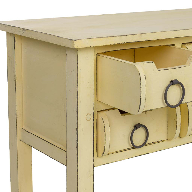 Console d’entrée 6 tiroirs bois de sapin jaune patiné 100x42x82 cm Zitua  - 6
