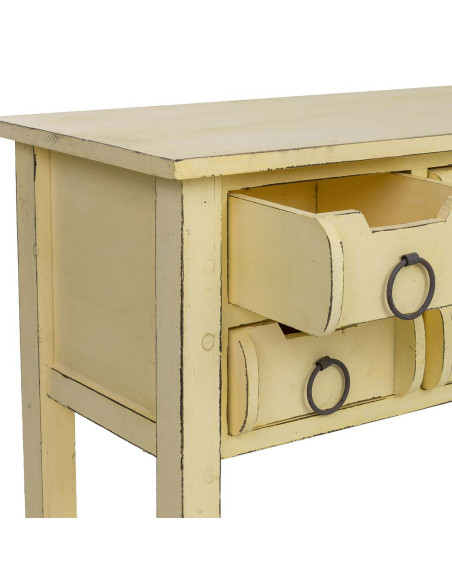 Console d’entrée 6 tiroirs bois de sapin jaune patiné 100x42x82 cm Zitua  - 6