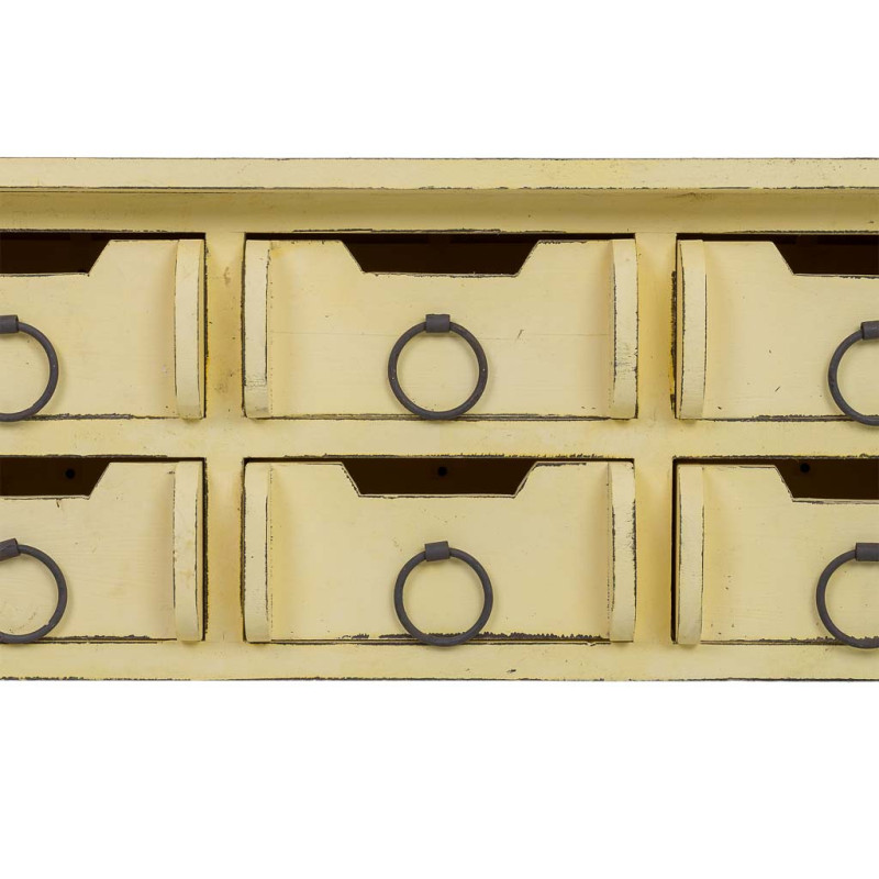 Console d’entrée 6 tiroirs bois de sapin jaune patiné 100x42x82 cm Zitua  - 7