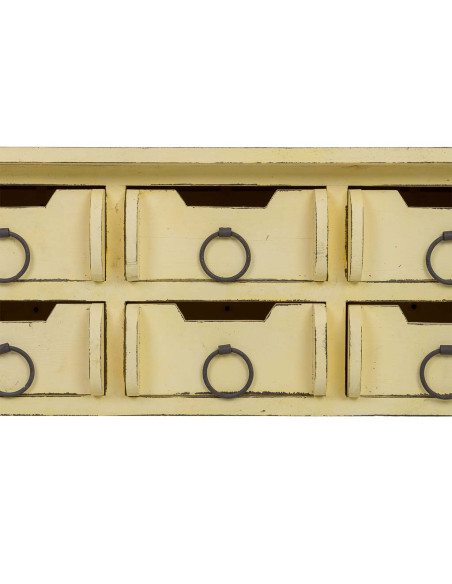 Console d’entrée 6 tiroirs bois de sapin jaune patiné 100x42x82 cm Zitua  - 7