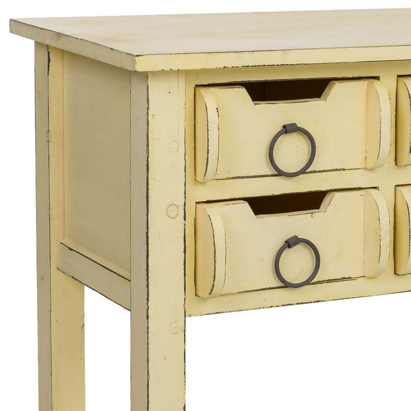 Console d’entrée 6 tiroirs bois de sapin jaune patiné 100x42x82 cm Zitua  - 8