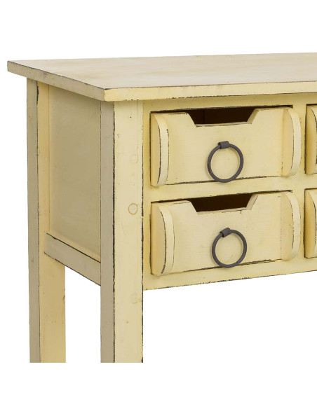 Console d’entrée 6 tiroirs bois de sapin jaune patiné 100x42x82 cm Zitua  - 8