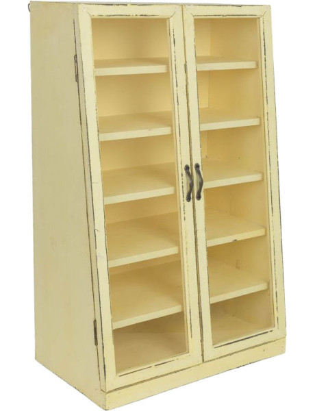 Vitrine murale bois jaune beurre 2 portes vitrées 50x29,5x80 cm Zitua  - 1