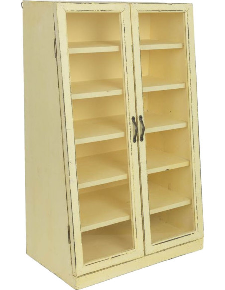 Vitrine murale bois jaune beurre 2 portes vitrées 50x29,5x80 cm Zitua  - 1