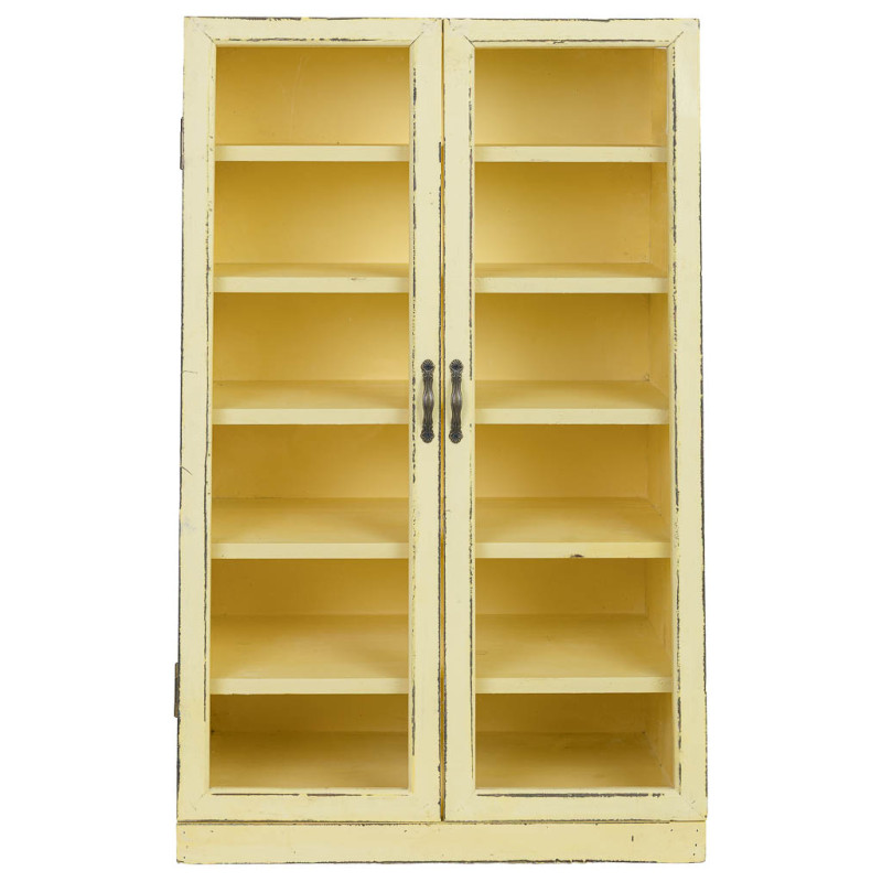 Vitrine murale bois jaune beurre 2 portes vitrées 50x29,5x80 cm Zitua  - 2