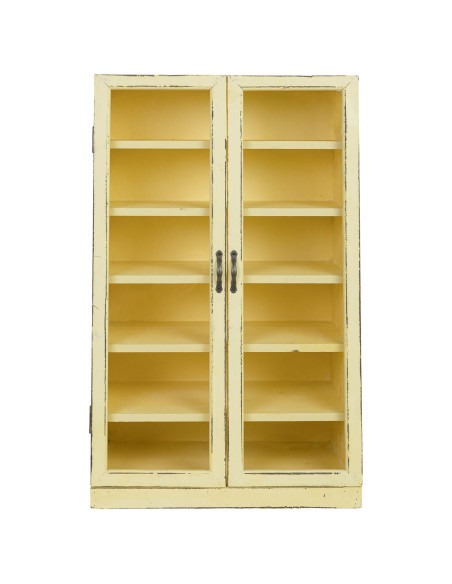 Vitrine murale bois jaune beurre 2 portes vitrées 50x29,5x80 cm Zitua  - 2