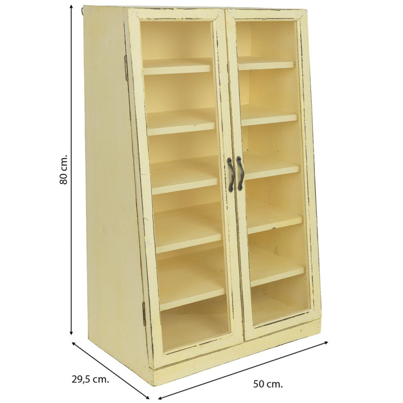 Vitrine murale bois jaune beurre 2 portes vitrées 50x29,5x80 cm Zitua  - 9