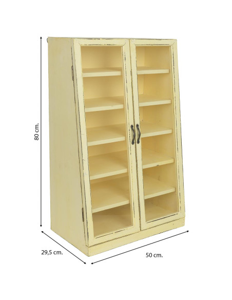 Vitrine murale bois jaune beurre 2 portes vitrées 50x29,5x80 cm Zitua  - 9