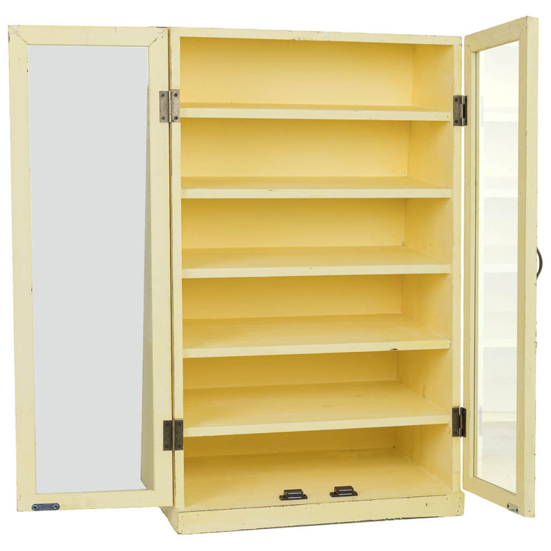 Vitrine murale bois jaune beurre 2 portes vitrées 50x29,5x80 cm Zitua  - 3