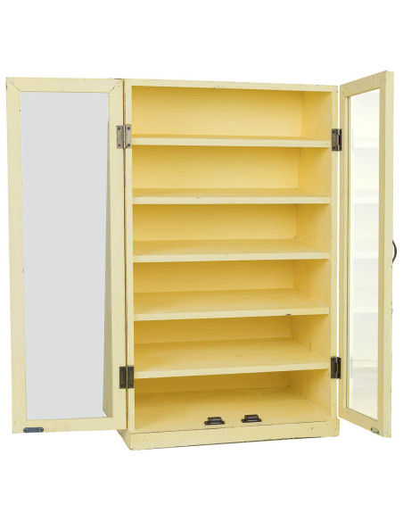 Vitrine murale bois jaune beurre 2 portes vitrées 50x29,5x80 cm Zitua  - 3