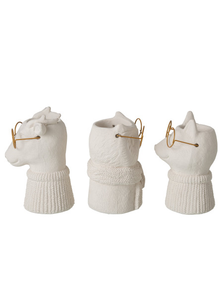 Lot de 3 cache-pots animaux ciment beige et métal doré 6,5x5,9x8,5 cm Ruimp J-Line - 2