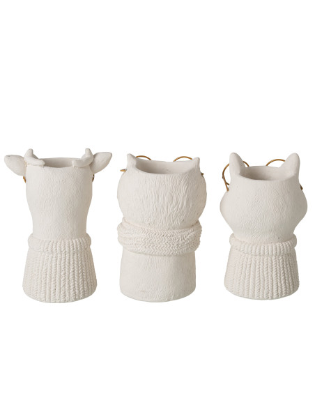 Lot de 3 cache-pots animaux ciment beige et métal doré 6,5x5,9x8,5 cm Ruimp J-Line - 3