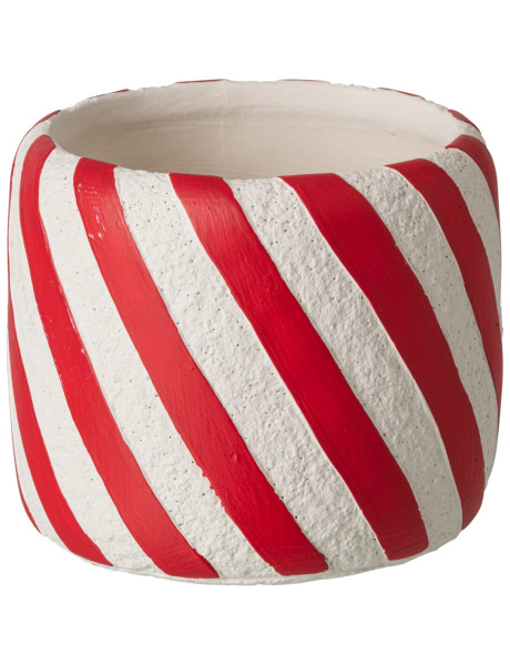 Cache-pot de Noël ciment rouge blanc 15x15x13 cm Klesk J-Line - 1