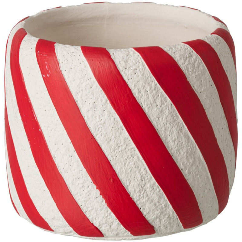 Cache-pot de Noël ciment rouge blanc 15x15x13 cm Klesk J-Line - 1
