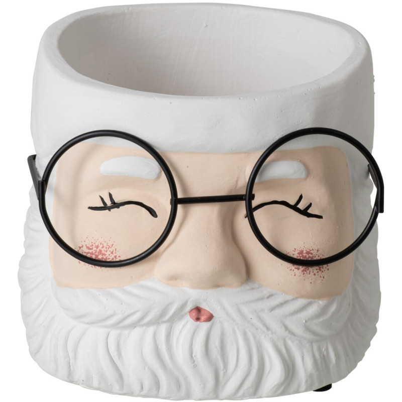 Cache-pot Père Noël ciment blanc beige 12,5x11,5x10 cm Daars J-Line - 1