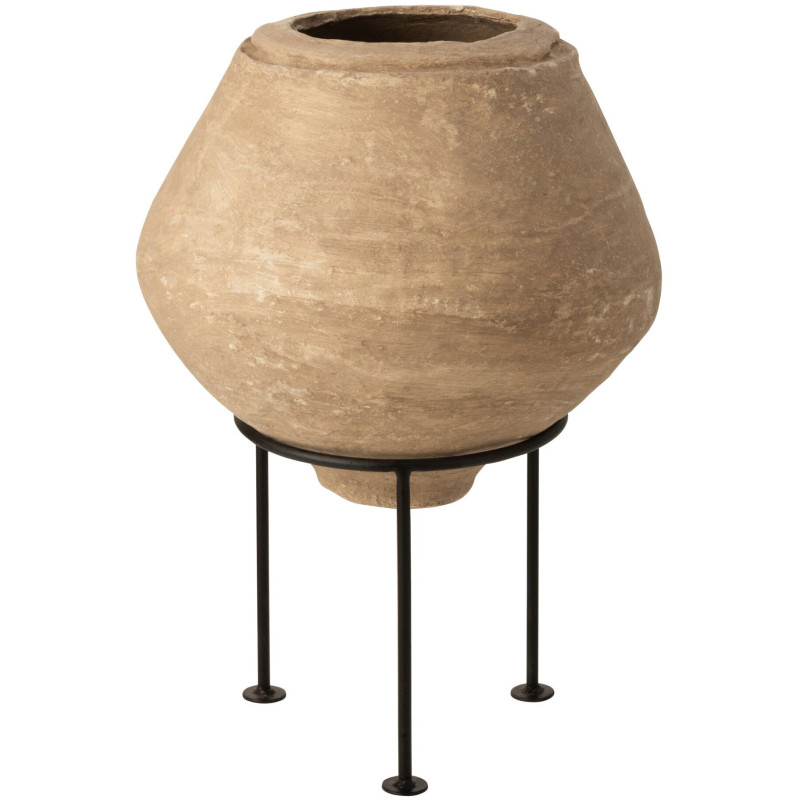 Grand cache-pot sur pied papier mâché brun 51x51x45 cm Dorik J-Line - 1