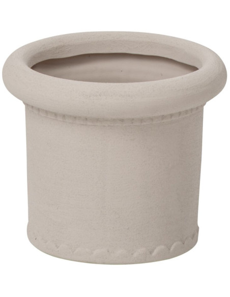 Cache-pot en grès blanc cassé 16,5x16,5x14 cm Mevek J-Line - 1