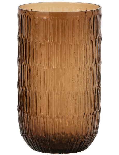 Vase haut en verre ambré strié 18x18x31 cm Daakt J-Line - 1