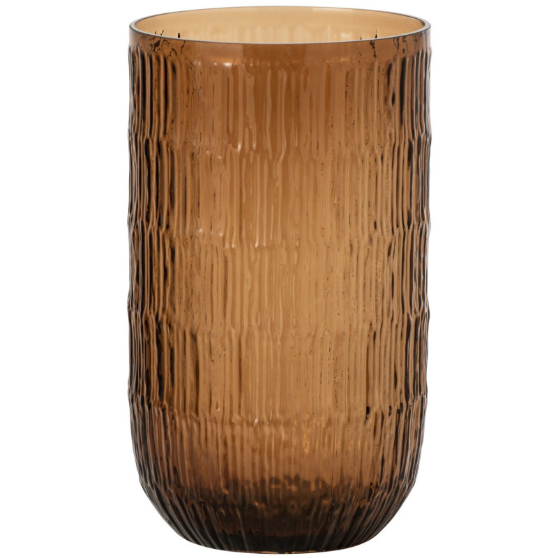 Vase haut en verre ambré strié 18x18x31 cm Daakt J-Line - 1