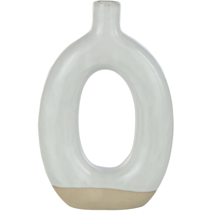 Vase anneau blanc ivoire en porcelaine émaillée 17x5x25,5 cm Sneid J-Line - 1