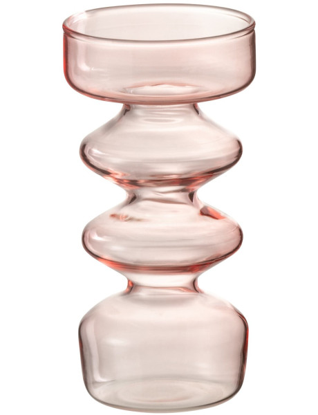 Vase en verre rose poudré 7,5x7,5x14 cm Kiwun J-Line - 1