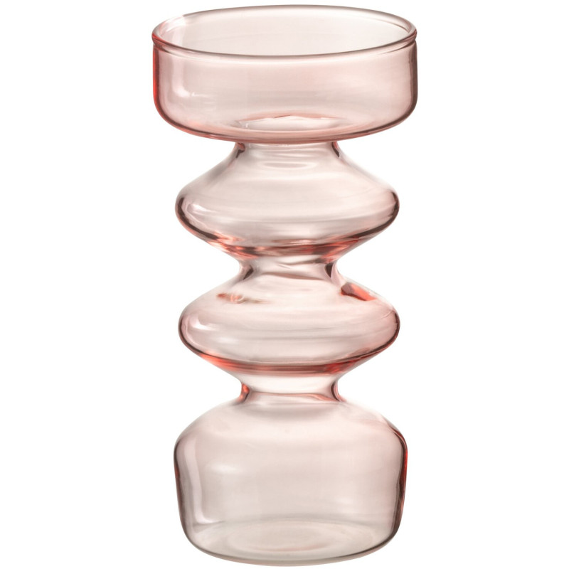 Vase en verre rose poudré 7,5x7,5x14 cm Kiwun J-Line - 1