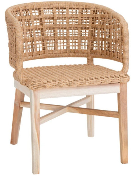 Chaise en teck naturel et corde tressée 54x52x71 cm Nuzie  - 1