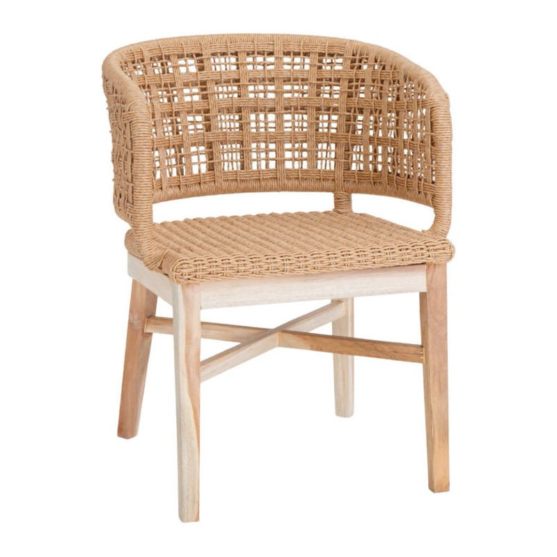 Chaise en teck naturel et corde tressée 54x52x71 cm Nuzie  - 1