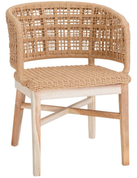 Chaise en teck naturel et corde tressée 54x52x71 cm Nuzie  - 1