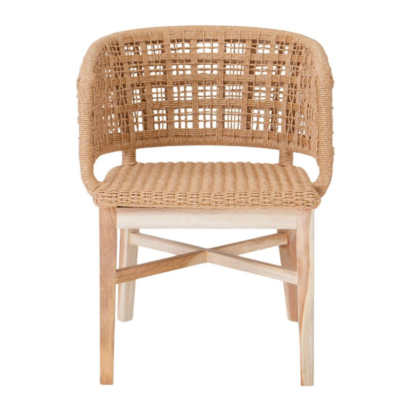Chaise en teck naturel et corde tressée 54x52x71 cm Nuzie  - 3