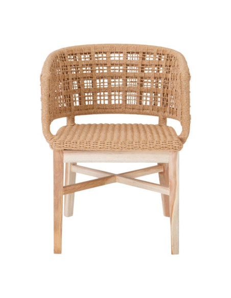 Chaise en teck naturel et corde tressée 54x52x71 cm Nuzie  - 3